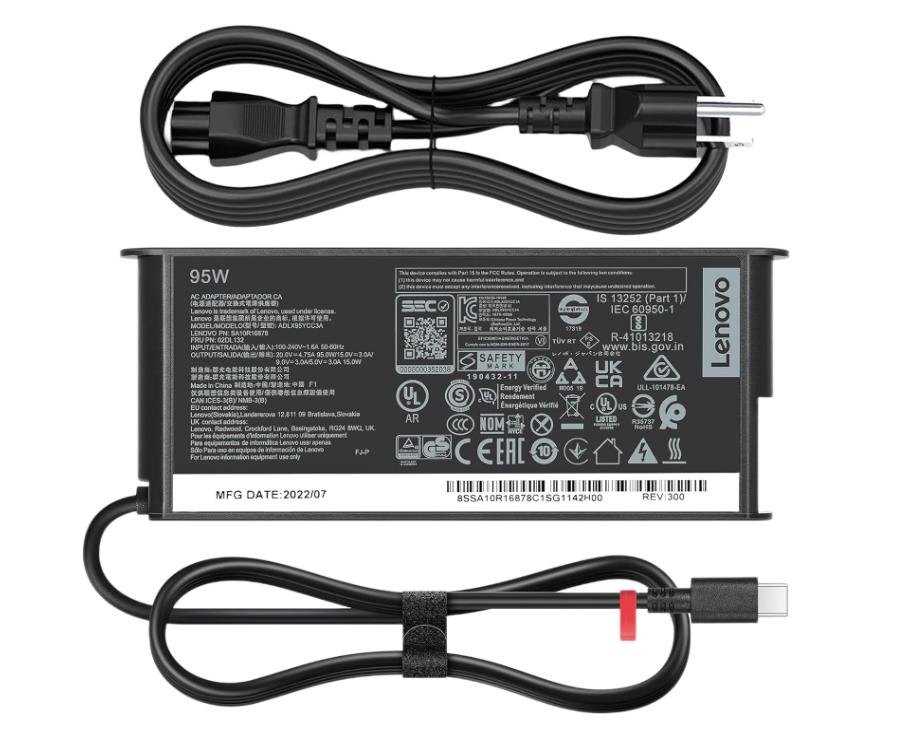 20V 4.75A 95W USB-C Lenovo ADLX95YCC2A O2DL132 Charger AC Adapter + Cable 20V 4.75A 95W USB-C Lenovo ADLX95YCC2A O2DL132 Charger AC Adapter + Cable